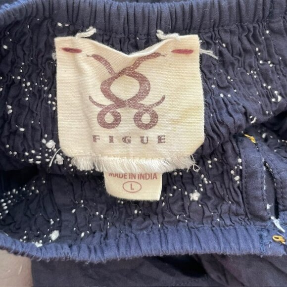 Figue 100% Cotton Smocked Embroidered Charlie Relaxed Fit Mini Dress Large - Picture 14 of 15